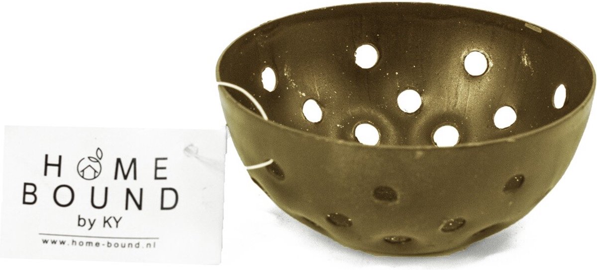 HomeBound by KY | Waxinehouder cirkels goud | 7,5x3,5x7,5cm | leuk voor amberblokjes | waxinehouder