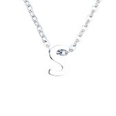 Initiaal Ketting met Letter S Zilverkleurig - Naam Ketting Cadeau - Geluksketting op Kaartje - Pax Amare