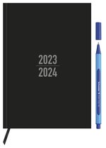Kangaro agenda 2023/2024 - A5 - zwart - inclusief Schneider balpen Slider Edge XB - blauw - WS-23900