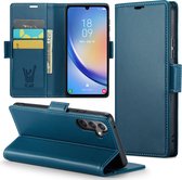 Samsung Galaxy A34 Hoesje - HyperCase Book Cover Leer Blauw