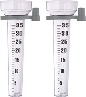 Relaxdays regenmeter set van 2 - pluviometer met houder - regenwater meter - kunststof