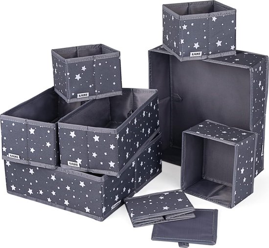 Set de 8 boîtes de rangement pliables, organisateur de tiroir en tissu pour sous-vêtements, organisateur de garde-robe de différentes tailles, boîtes de rangement pour placards, tables, système d'organisation de tiroirs
