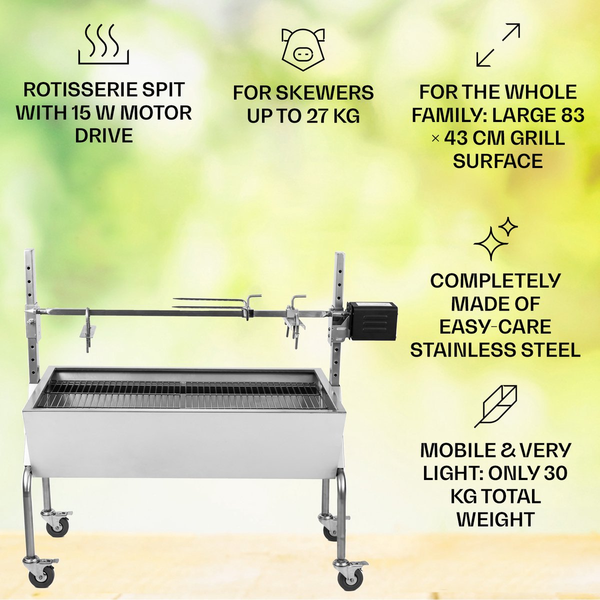 Lamsgrill Speenvarkengrill Spitbraadgrill 42W 61kg Elektrische Bbq P 010552689134