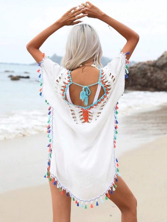 Zomer uitverkoop - Nieuwe collectie 2023 - Strandjurkje - Bikini cover up - Beach dress - One size - Boho - Ibiza - Kunstzijde - Let op valt groot! - Merkloos