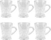 HAES DECO - Mug set de 6 - taille 6x8x8 cm / 95 ml - coloris Transparent - Glas imprimé - Collection : Mug - Mug set, Coffee mug, Coffee cup