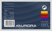 AURORA Systeemkaart 125 x 75 mm gelijnd 6 mm met rode koplijn 190 g/m² - 120 vel - Geassorteerd: 6 kleuren
