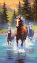 Paarden Poster | Wilde Paarden | Poster Paarden | Natuur poster | Dierenposter | 61x91cm | Geschikt om in te lijsten