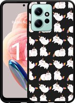 Cazy Hoesje Zwart geschikt voor Xiaomi Redmi Note 12 4G Unicorn Cat