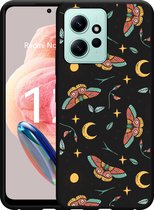 Cazy Hoesje Zwart geschikt voor Xiaomi Redmi Note 12 4G Magisch Patroon