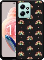 Cazy Hoesje Zwart geschikt voor Xiaomi Redmi Note 12 4G Regenboog Patroon