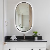 SensaHome - Ovale Badkamerspiegel - Zware Frame - met Dimbare LED Verlichting - Dimbaar - Wandspiegel - 60x120CM