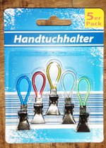 Handdoekclips - 5 STUKS - Handdoekhaakjes - Wandhaken - handdoeklusjes clip - Haakjes - Diverse retro kleuren - Ophanghaakjes
