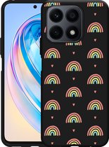 Cazy Hoesje Zwart geschikt voor Honor X8a Regenboog Patroon