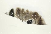 IXXI Ski Slope with Wooden Cabins - Wanddecoratie - Winter - 60 x 40 cm