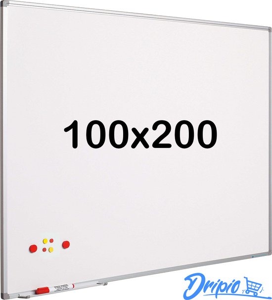 Whiteboard 100x200 cm - Gelakt staal - Magnetisch - Magneetbord - Memobord  - Planbord... | bol.com