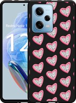 Cazy Hoesje Zwart geschikt voor Xiaomi Redmi Note 12 Pro 5G Hartjes Met Stippen