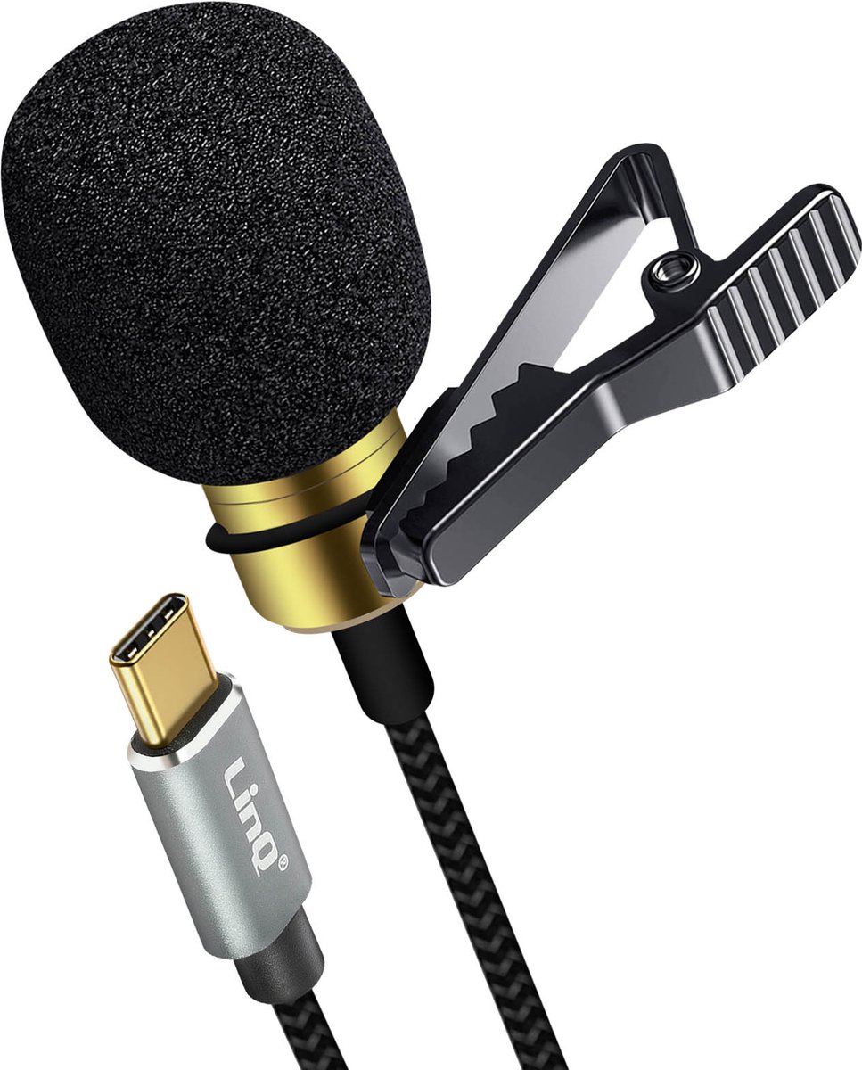 LinQ USB-C revers microfoon Omnidirectioneel Geluid Roterend gevlochten kabel 3m