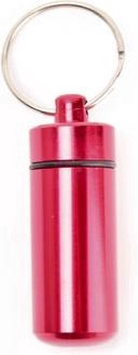 Goedkoopste Pillendoosje I Aluminium Pillenkoker I Medicijn Doosje I Pil Box I Sleutelhanger | Waterdicht I 5 x 1.5 CM I Rood