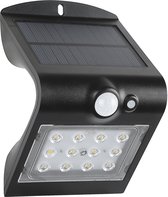 FlinQ Geisha - Solar Wandlamp - Solar Tuinverlichting - Zonne-energie - Bewegingssensor - 1.5W - Zwart