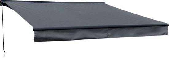 Store Banne SAULE 3,95 X 3 M Gris Semi-Coffre - Toile Polyester Protection Solaire Terrasse Jardin