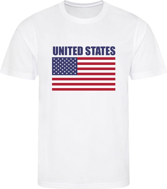 WK - Verenigde Staten - US - United States - T-shirt Wit - Voetbalshirt - Maat: 122/128 (S) - 7 - 8 jaar - Landen shirts