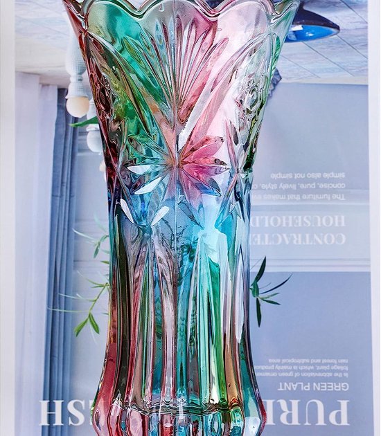 Homoyoyo Phoenix Tail Shape kleurrijke vaas decoratieve regenboogvaas voor thuis bruiloft eettafel decoratie bloemenplant middenstuk container Homoyoyo Phoenix Tail Shape kleurrijke vaas decoratieve regenboogvaas voor thuis bruiloft eettafel decoratie bloemenplant middenstuk container