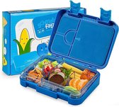 Junior Broodtrommel voor kinderen, met vakken, BPA-vrije lunchbox voor kinderen, bento box voor meisjes en jongens, snackbox, perfect voor school, kleuterschool en uitstapjes (blauwe giraf)
