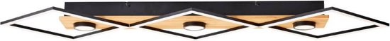 Brilliant Woodbridge LED plafondlamp 100x35cm hout/zwart, hout/metaal/kunststof, 1x LED geïntegreerd, 50 W, (lichtstroom: 5200lm, lichtkleur: 3000K)