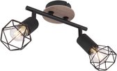 Kooi plafondlamp | 2-lichts | Zwart metaal en hout | E14 | Woonkamer | Eetkamer