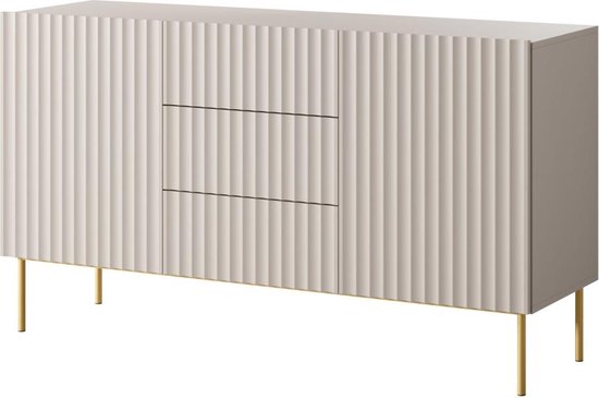 Armoire basse 3 portes intérieur/extérieur coloris beige - Longueur 105 x  Profondeur 44 x Hauteur 88