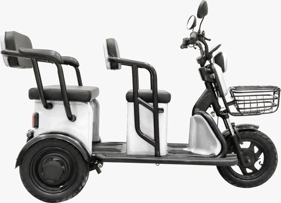 Elektrische driewieler 2 stoelen,zonder rijbewijs , Wit 25 km/u, Bereik tot  40km aan... | bol.com