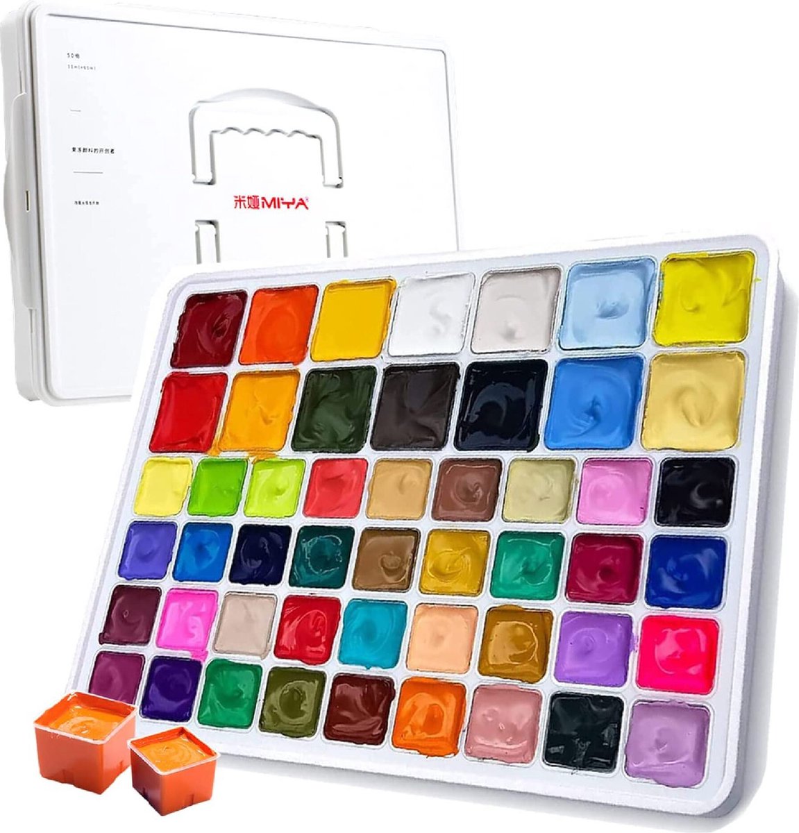 MIYA HIMI - Gouache - set van 50 kleuren (36 x 30ml + 14 x 60ml) - in kunststof opbergbox