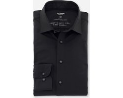 OLYMP Level 5 body fit overhemd 24/7 - mouwlengte 7 - zwart tricot - Strijkvriendelijk - Boordmaat: 42