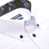 Ledub modern fit overhemd - wit - Strijkvrij - Boordmaat: 40