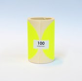 Blanco Stickers op rol 100 stickers 100mm fluor geel