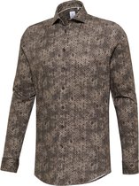 Blue Industry - Chemise Fleurs Marron Foncé - Taille 38 - Coupe slim