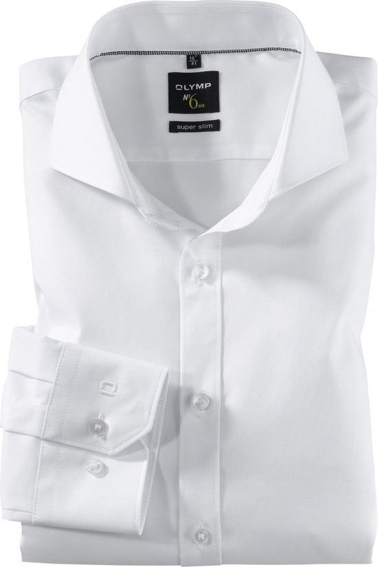 OLYMP No. Six super slim fit overhemd - wit - Strijkvriendelijk - Boordmaat: 41