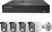 Draadloze Camerabeveiliging - Sony 5MP - 2K QHD - Set 4x Bullet - Wit - Binnen & Buiten - Met Nachtzicht - Incl. Recorder & App