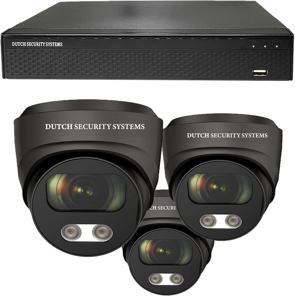 Draadloze Camerabeveiliging - Sony 5MP - 2K QHD - Set 3x Audio Dome - Zwart - Binnen & Buiten - Met Nachtzicht - Incl. Recorder & App