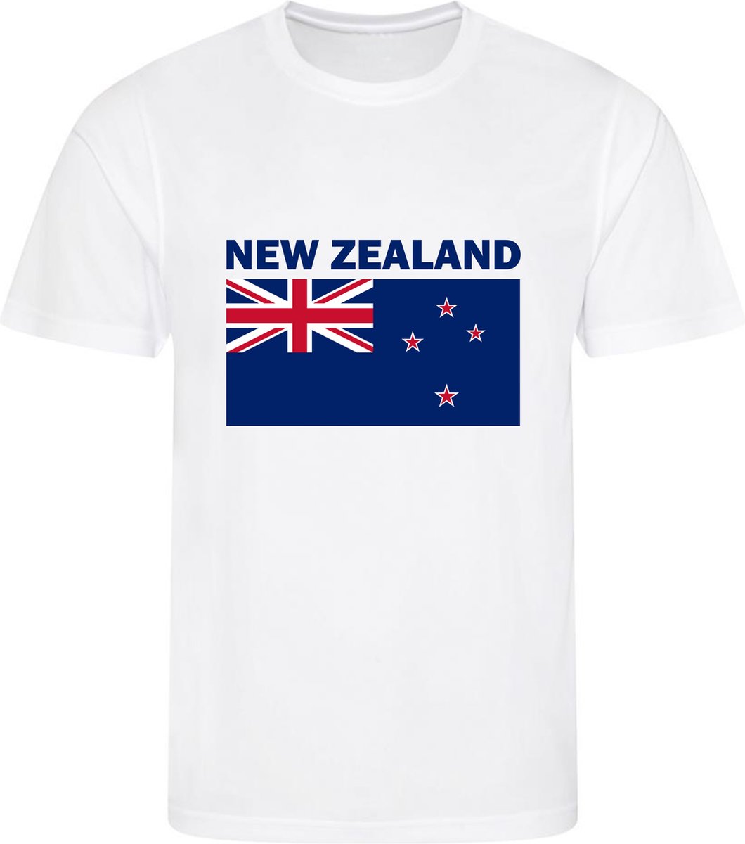 Nieuw-Zeeland - New Zealand - T-shirt Wit - Voetbalshirt - Maat: 134/140 (M) - 9 - 10 jaar - Landen shirts