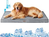 Orthopedisch hondenbed voor middelgrote honden, 91 x 69 x 7,6 cm, wasbaar hondenkussen met waterdichte overtrekken en eiervormige schuimvulling, outdoor hondenmat, hondenmatras, grijs