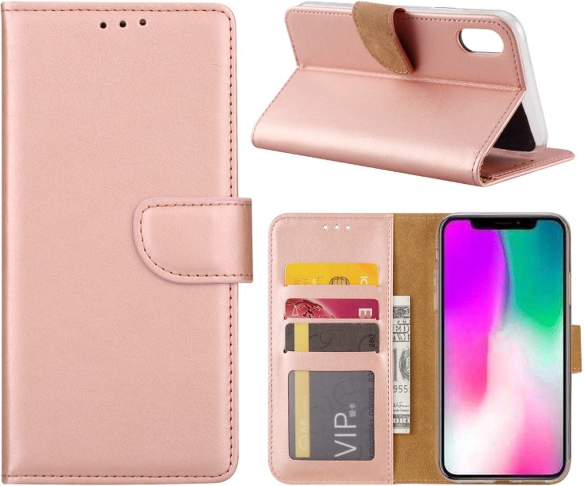Cityhoesje - iPhone XR - Bookcase incl. Pasjeshouder - Roségoud