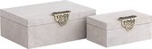PTMD Hazael Beige suede box golden handle set of 2