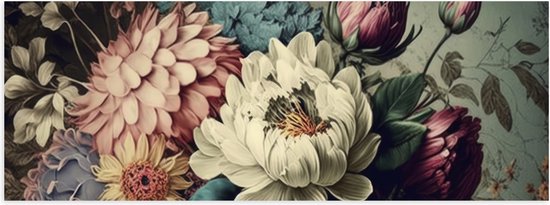 Poster Glanzend – Verschillende Bloemen bij Elkaar - 90x30 cm Foto op Posterpapier met Glanzende Afwerking
