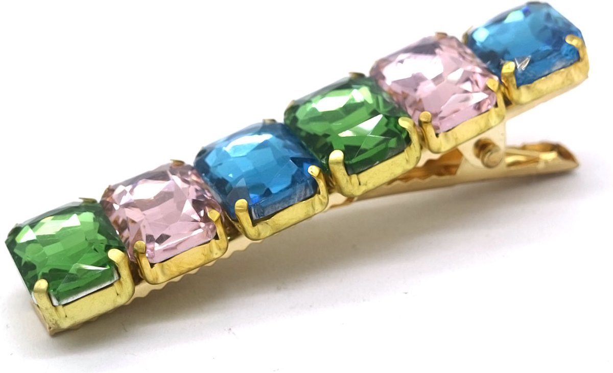 Haarspeld met Kralen - Haarclip - 6 cm - Blauw Groen Roze