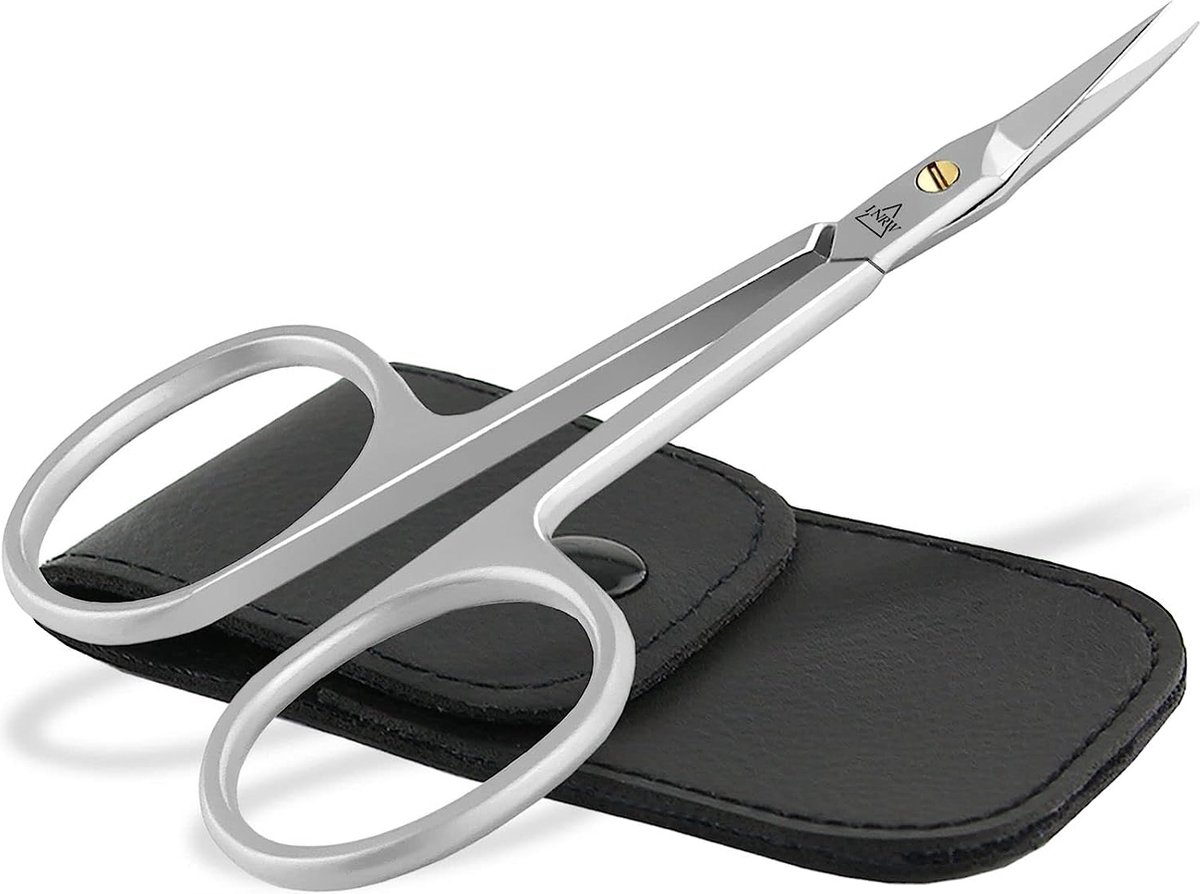 Goedkoopste nagelriemschaar, huidschaar, combischaar met extra fijne punt van roestvrij staal in etui (nagelriemschaar 8,5 cm etui