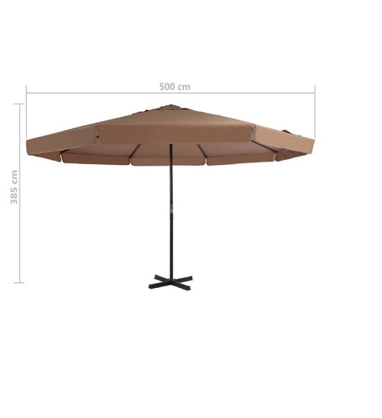 Uitrusting Misbruik boeren Grote Tuin parasol Taupe met Aluminium Paal 500CM - Tuinparasol met Voet -  Stokparasol... | bol.com