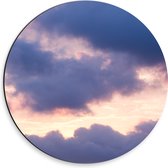 Dibond Muurcirkel - Wolken met Roze Lucht - 30x30 cm Foto op Aluminium Muurcirkel (met ophangsysteem)