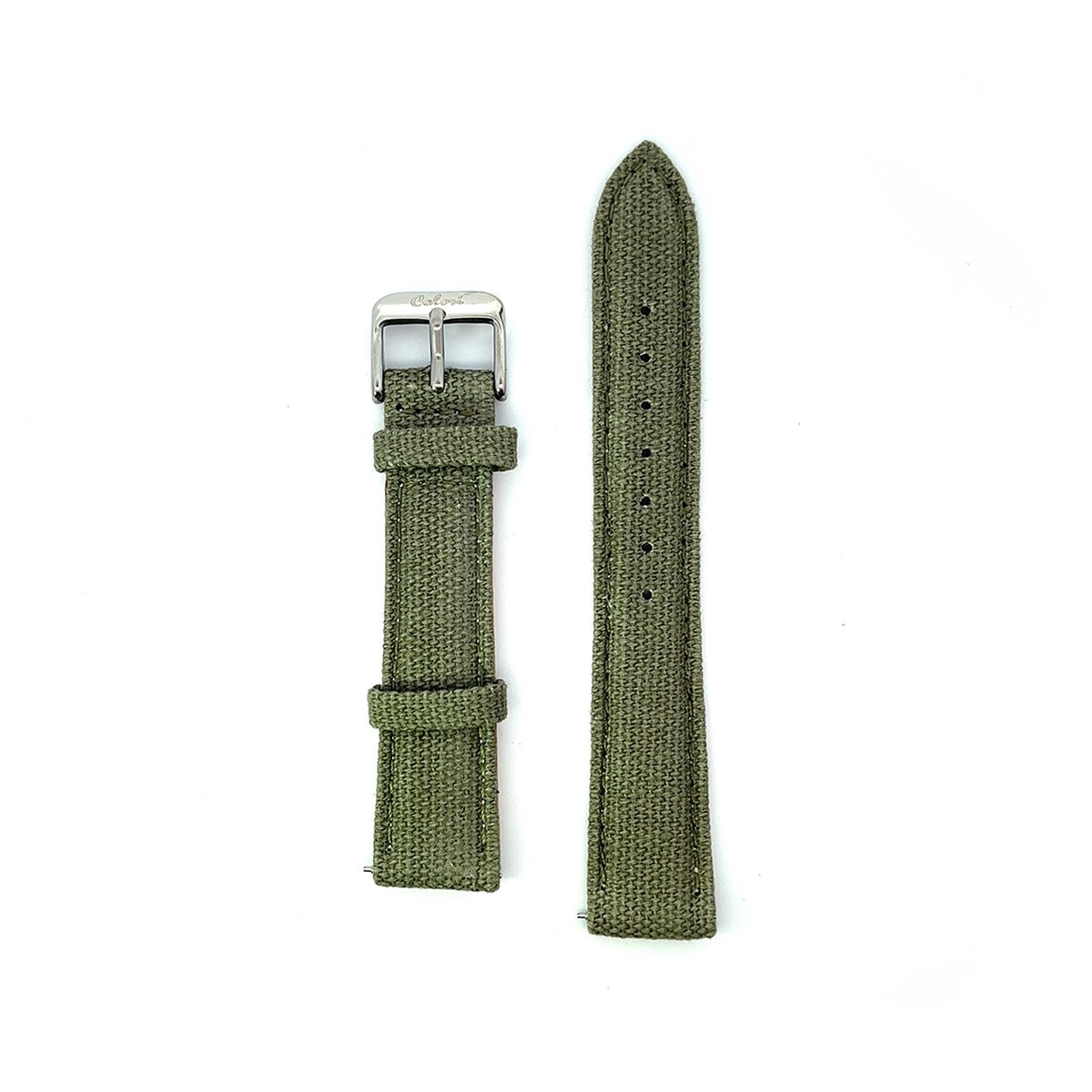 Colori 5-DS002 Horlogeband Denim 18mm - 20cm totaal lengte - Jeans - Binnenzijde Leer - Groen