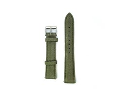 Colori 5-DS002 Horlogeband Denim 18mm - 20cm totaal lengte - Jeans - Binnenzijde Leer - Groen